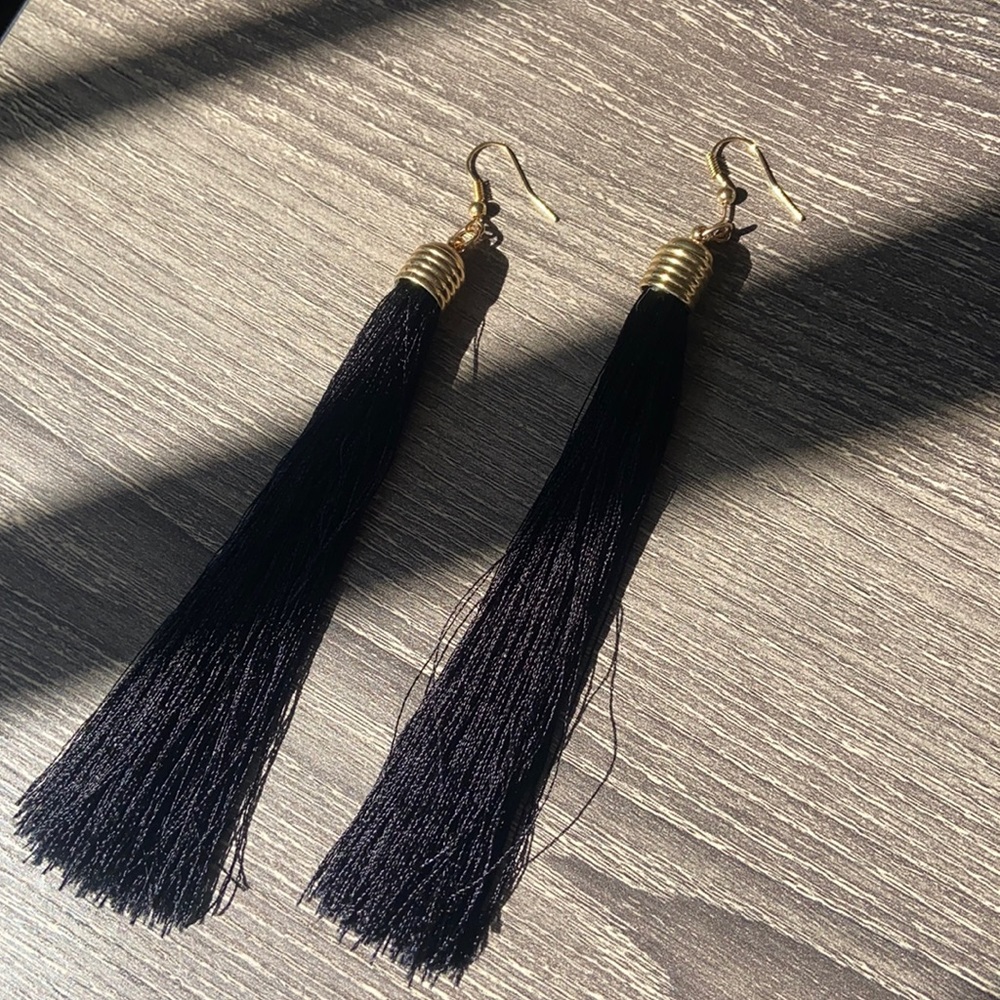 Black tassel earrings